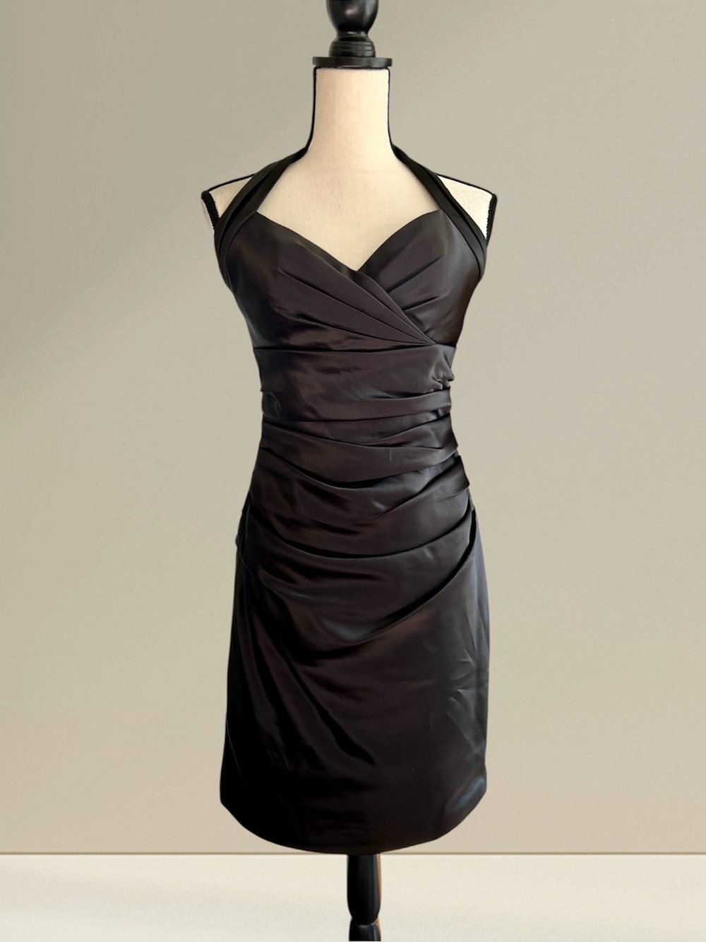 Bill Levkoff Satin Halter Neck Cocktail Dress